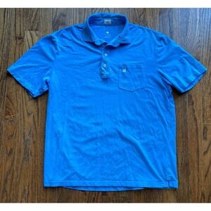 Johnnie O Mens Performance Polo Shirt Size Medium Blue 4 Button Stretch Golf